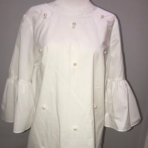 A.N.A white pearl top with sleeves
